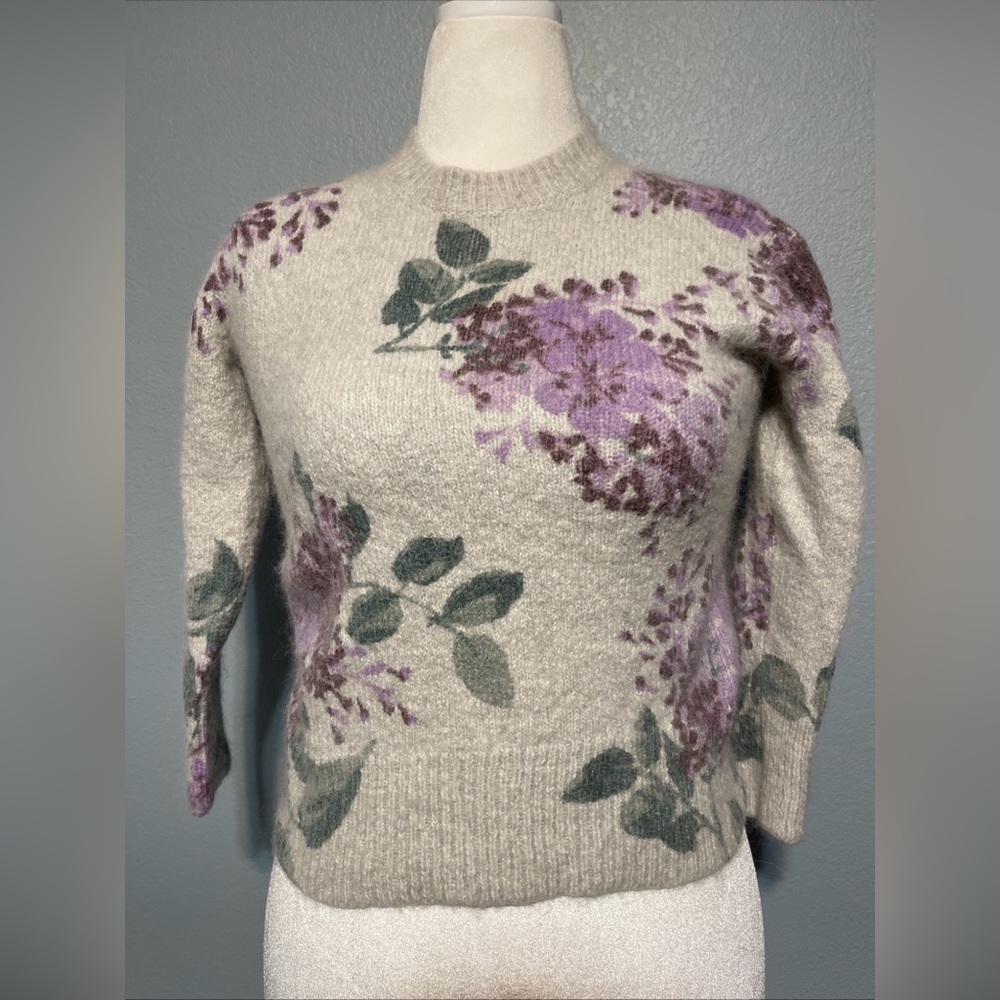 Vince Alpaca Mohair Wool Sweater Lilac Floral Cottagecore Coquette Fairy S/P